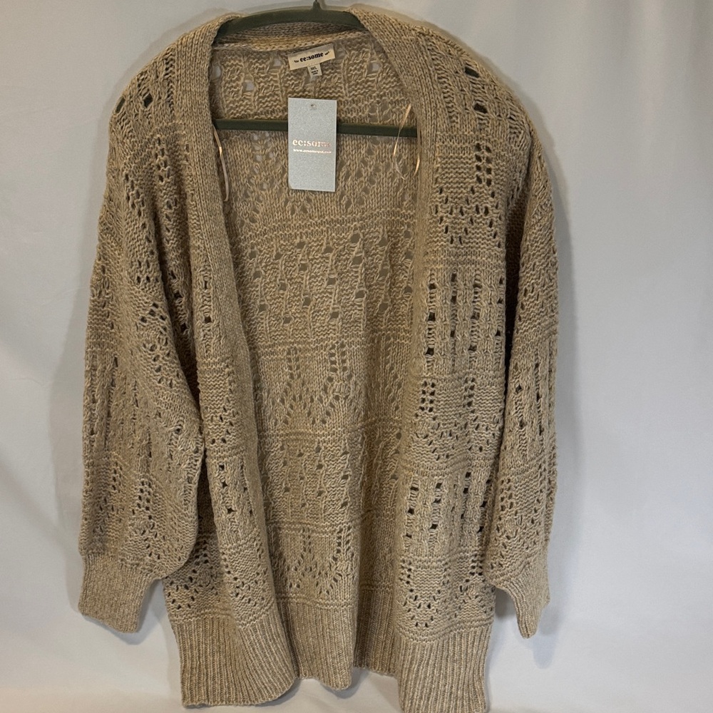 Eesome Taupe Open-Front Cardigan